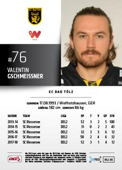 2018-19 Playercards (DEL2) #292 Valentin Gschmeissner Back