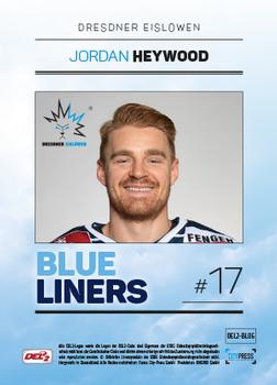 2018-19 Playercards (DEL2) - Blueliners #BL06 Jordan Heywood Back