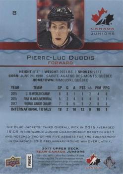 2017 Upper Deck Team Canada Juniors - Blue Spectrum #8 Pierre-Luc Dubois Back