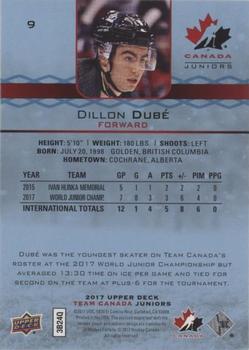 2017 Upper Deck Team Canada Juniors - Blue Spectrum #9 Dillon Dube Back