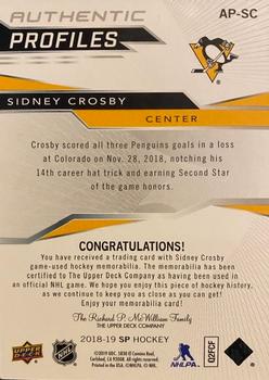 2018-19 SP - Authentic Profiles Jerseys #AP-SC Sidney Crosby Back