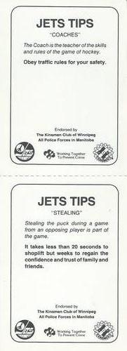 1984-85 Winnipeg Jets Police - Panels #NNO Bill Sutherland / Barry Long / Rick Bowness / Thomas Steen Back