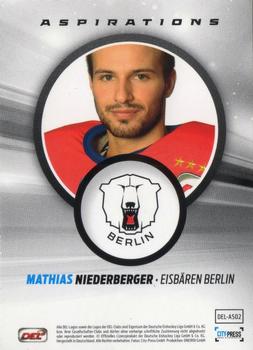 2014-15 Playercards Premium Serie 2 (DEL) - Aspirations Silver #DEL-AS02 Mathias Niederberger Back