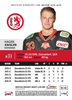 2015-16 Playercards Premium Serie 2 (DEL) #DEL-348 Hagen Kaisler Back