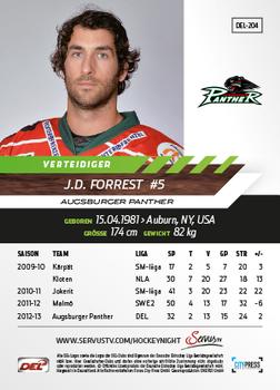 2013-14 Playercards Basic Serie (DEL) #DEL-204 J.D. Forrest Back
