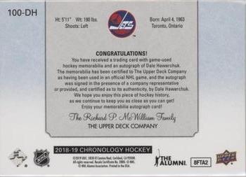 2018-19 Upper Deck Chronology - 1 in 100 #100-DH Dale Hawerchuk Back