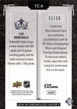 2018-19 Upper Deck Chronology - Time Capsules Rip Cards Black #TC-8 Luc Robitaille Back