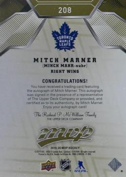 2019-20 Upper Deck MVP - Autographs #208 Mitch Marner Back