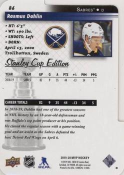 2019-20 Upper Deck MVP - Stanley Cup Edition 20th Anniversary Colors & Contours #86 Rasmus Dahlin Back