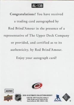 2018-19 Upper Deck Ultimate Collection - 1997 Ultimate Legends Signatures #AL-138 Rod Brind'Amour Back