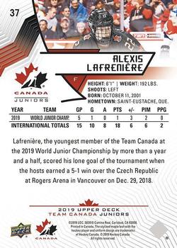 2019 Upper Deck Team Canada Juniors #37 Alexis Lafreniere Back
