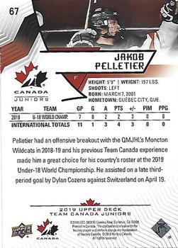 2019 Upper Deck Team Canada Juniors - Exclusives #67 Jakob Pelletier Back