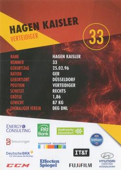 2015-16 Dusseldorfer EG Postcards #NNO Hagen Kaisler Back
