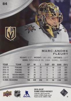 2019-20 SP Game Used #84 Marc-Andre Fleury Back