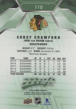2019-20 Upper Deck MVP - Green Script #110 Corey Crawford Back