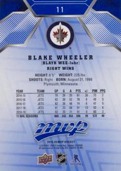 2019-20 Upper Deck MVP - Script Achievements Blue #11 Blake Wheeler Back