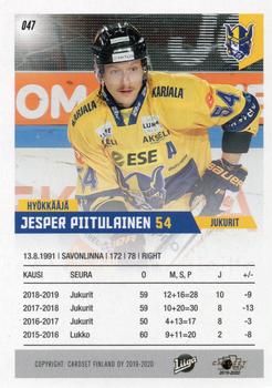 2019-20 Cardset Finland Series 1 #047 Jesper Piitulainen Back