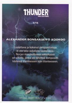 2019-20 Cardset Finland Series 1 - Thunder and Lightning #7 Alexander Bonsaksen Back