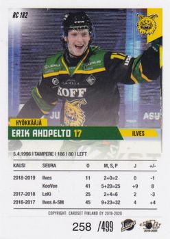 2019-20 Cardset Finland Series 1 - Rookie Series 1 #RC 182 Erik Ahopelto Back