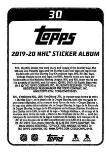 2019-20 Topps NHL Sticker Collection #30 Darcy Kuemper Back