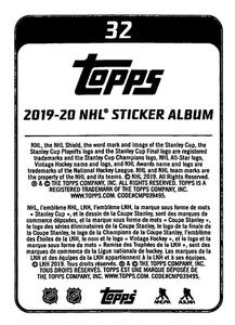 2019-20 Topps NHL Sticker Collection #32 Clayton Keller Back