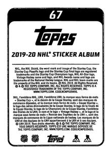 2019-20 Topps NHL Sticker Collection #67 Sam Reinhart Back
