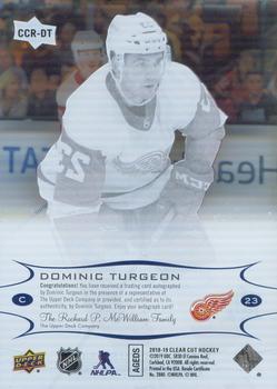 2018-19 Upper Deck Clear Cut - Base Rookie Autographs UD High Gloss #CCR-DT Dominic Turgeon Back