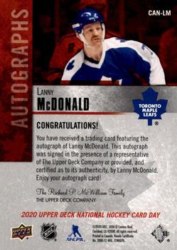 2020 Upper Deck National Hockey Card Day Canada - Autographs #CAN-LM Lanny McDonald Back