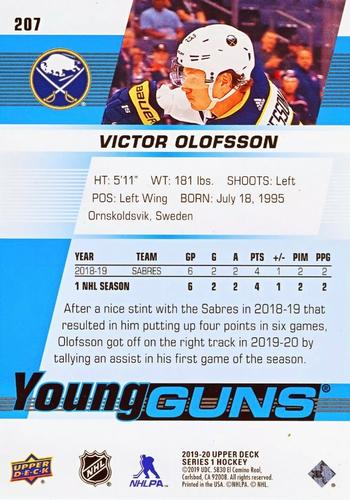 2019-20 Upper Deck - Young Guns Jumbo #207 Victor Olofsson Back