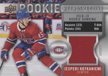 2019-20 Upper Deck - Rookie Retrospective Jersey #RR-JK Jesperi Kotkaniemi Front