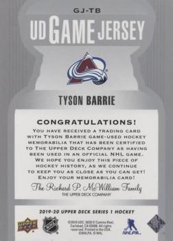 2019-20 Upper Deck - UD Game Jersey #GJ-TB Tyson Barrie Back