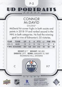 2019-20 Upper Deck - UD Portraits #P-5 Connor McDavid Back