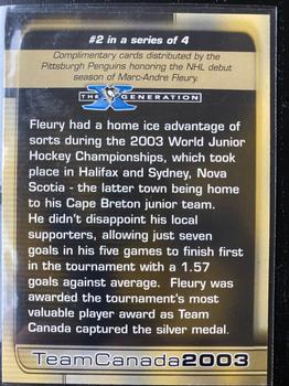 2003 The X Generation: Marc-Andre Fleury #2 Marc-Andre Fleury Back