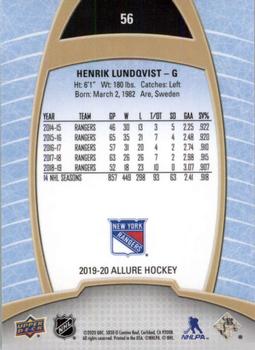 2019-20 Upper Deck Allure #56 Henrik Lundqvist Back