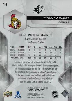 2019-20 SPx #14 Thomas Chabot Back