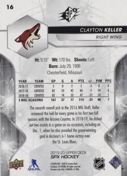 2019-20 SPx #16 Clayton Keller Back
