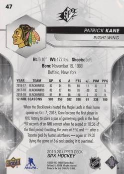 2019-20 SPx #47 Patrick Kane Back