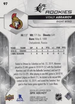 2019-20 SPx #97 Vitaly Abramov Back