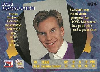 1995 Signature Rookies Auto-Phonex #24 Jan Labraaten Back