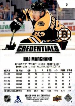 2019-20 Upper Deck Credentials #2 Brad Marchand Back