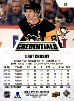 2019-20 Upper Deck Credentials #50 Sidney Crosby Back