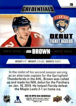 2019-20 Upper Deck Credentials #78 Josh Brown Back