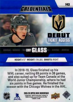2019-20 Upper Deck Credentials #143 Cody Glass Back