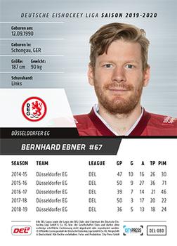 2019-20 Playercards (DEL) #DEL-080 Bernhard Ebner Back