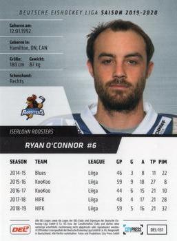 2019-20 Playercards (DEL) #DEL-131 Ryan O'Connor Back