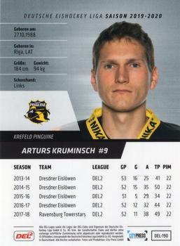 2019-20 Playercards (DEL) #DEL-190 Arturs Kruminsch Back