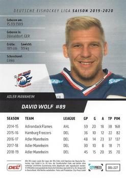 2019-20 Playercards (DEL) #DEL-227 David Wolf Back