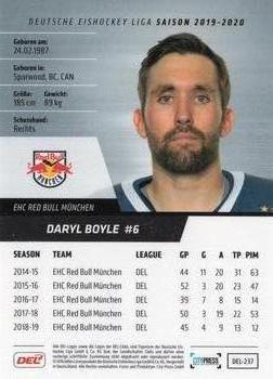 2019-20 Playercards (DEL) #DEL-237 Daryl Boyle Back
