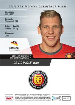 2019-20 Playercards (DEL) #DEL-377 David Wolf Back