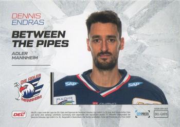 2019-20 Playercards (DEL) - Between The Pipes #GU09 Dennis Endras Back